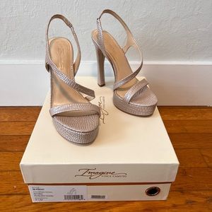 Imagine Vince Camuto Prent natural pearlized Iguana heeled sandal